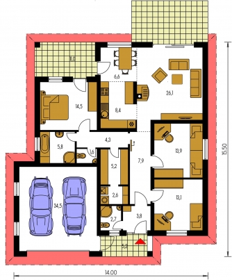 Grundriss des Erdgeschosses - BUNGALOW 105